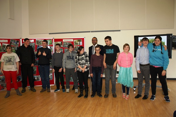 Group of disabled young people celebrating D of E success