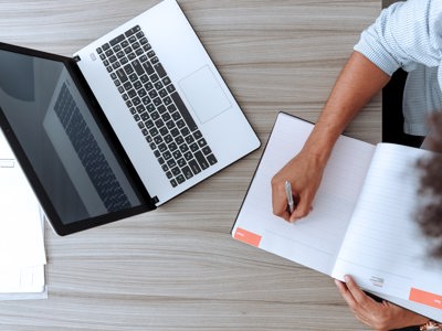 laptop and diary